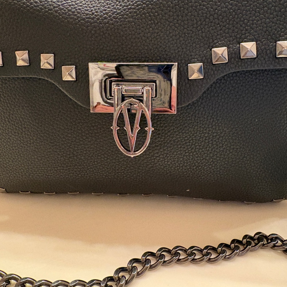Valentino By Mario Valentino Black Studded Clutch